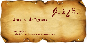 Janik Ágnes névjegykártya